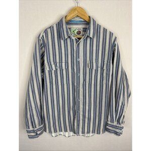 Vintage 90s B.U.M. Equipment Corduroy Striped Button Up Shirt Men’s M Cotton
